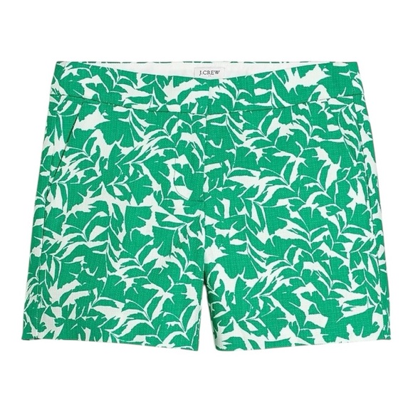 J. Crew Green Tropical Print Basketweave 5” Casual Cotton Shorts. Size 2. - Picture 1 of 9